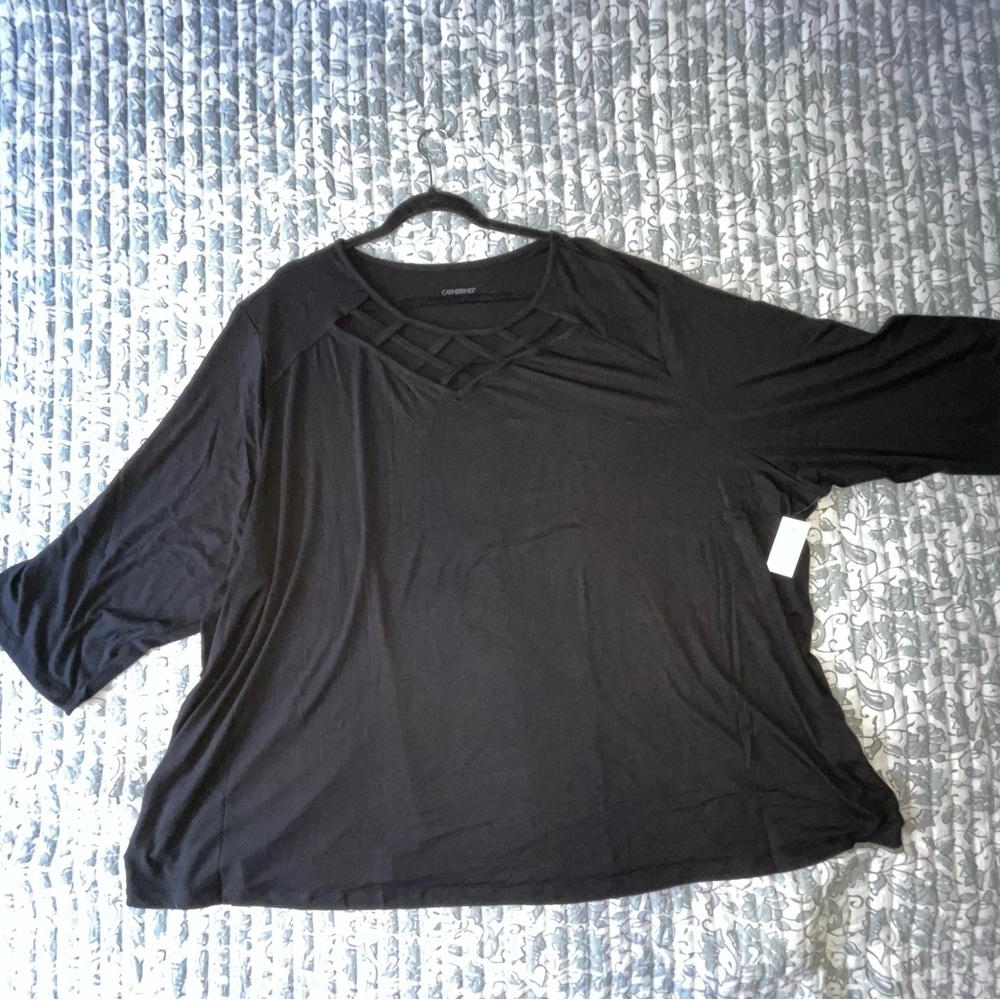 Catherines Black Oversized Tunic Blouse